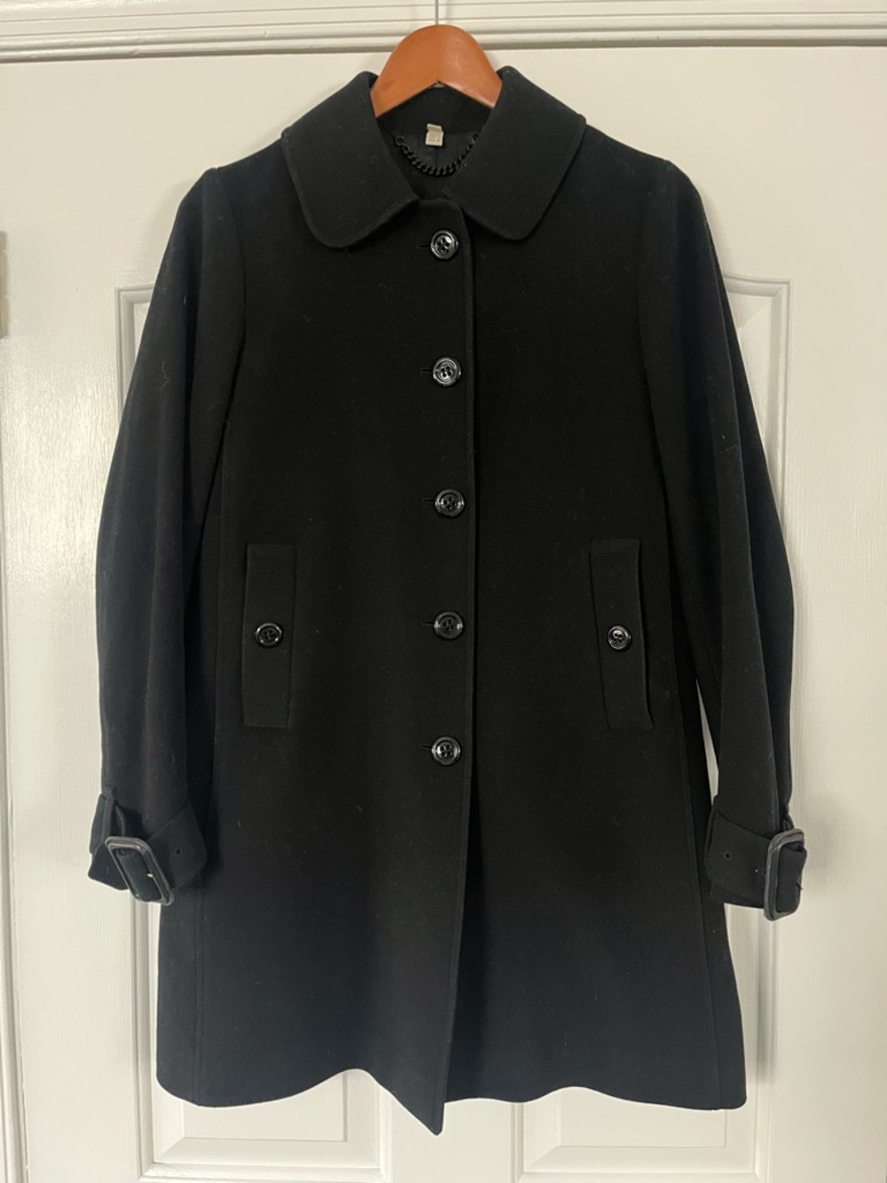 Burberry Black Women's Wool Blend Button Coat